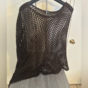 XOXO Brown Open-Knit Poncho
